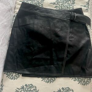 Topshop Faux Leather Wrap Mini Skirt